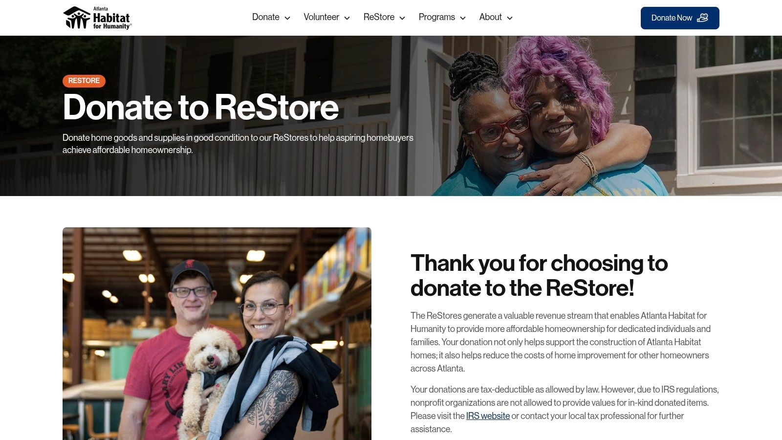 Atlanta Habitat for Humanity ReStore – Free Donation Pickup (qualifying items)