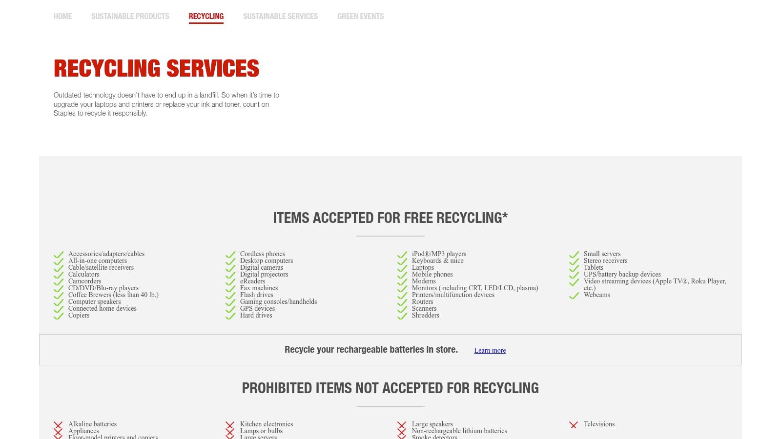 Staples Free Tech Recycling