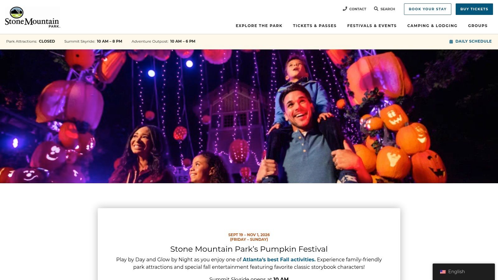 Stone Mountain Park Pumpkin Festival: Play by Day, Glow by Night