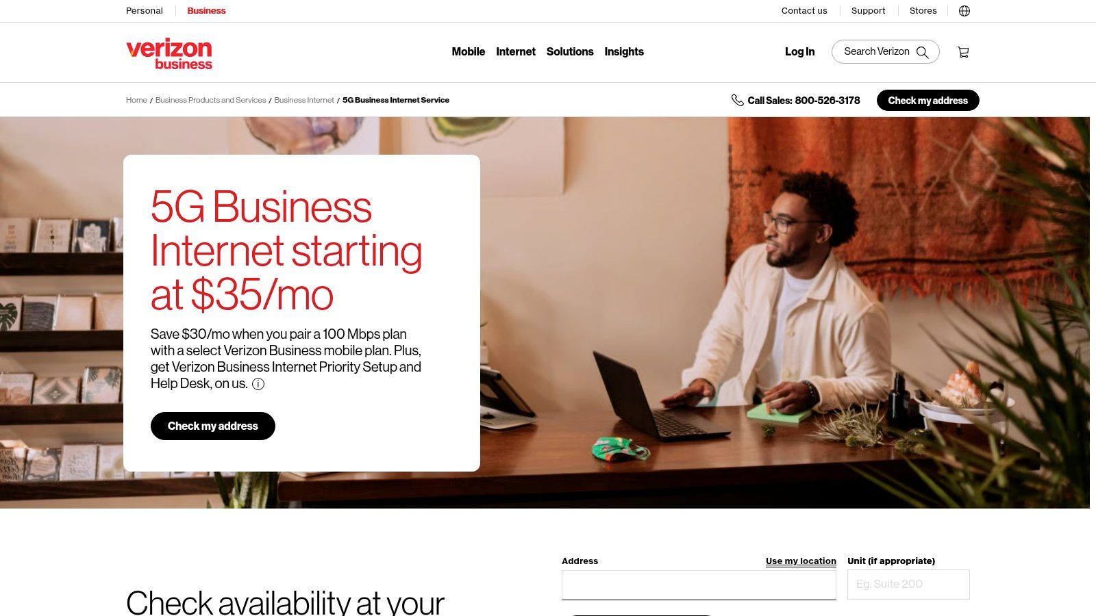Verizon Business Internet (5G/LTE fixed wireless)